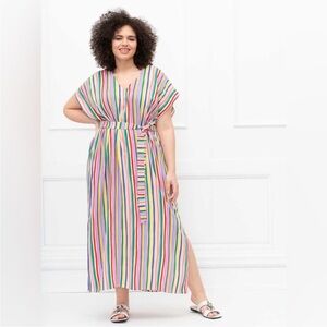 Eloquii Colorful Striped Maxi Dress